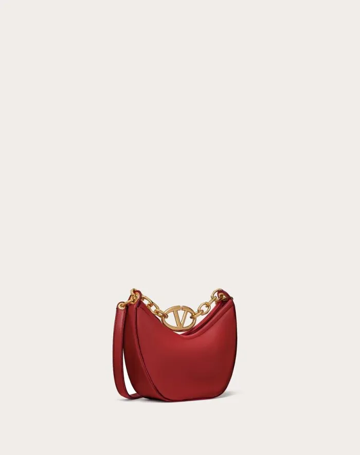 Valentino Shoulder Bags Woman Vlogo Moon Mini Hobo Bag In Nappa Leather With Chain For Woman In Ivory Ivory