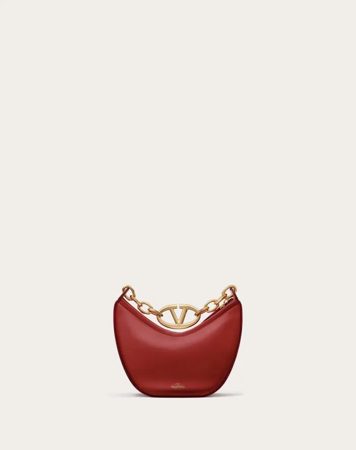 Valentino Shoulder Bags Woman Vlogo Moon Mini Hobo Bag In Nappa Leather With Chain For Woman In Ivory Ivory