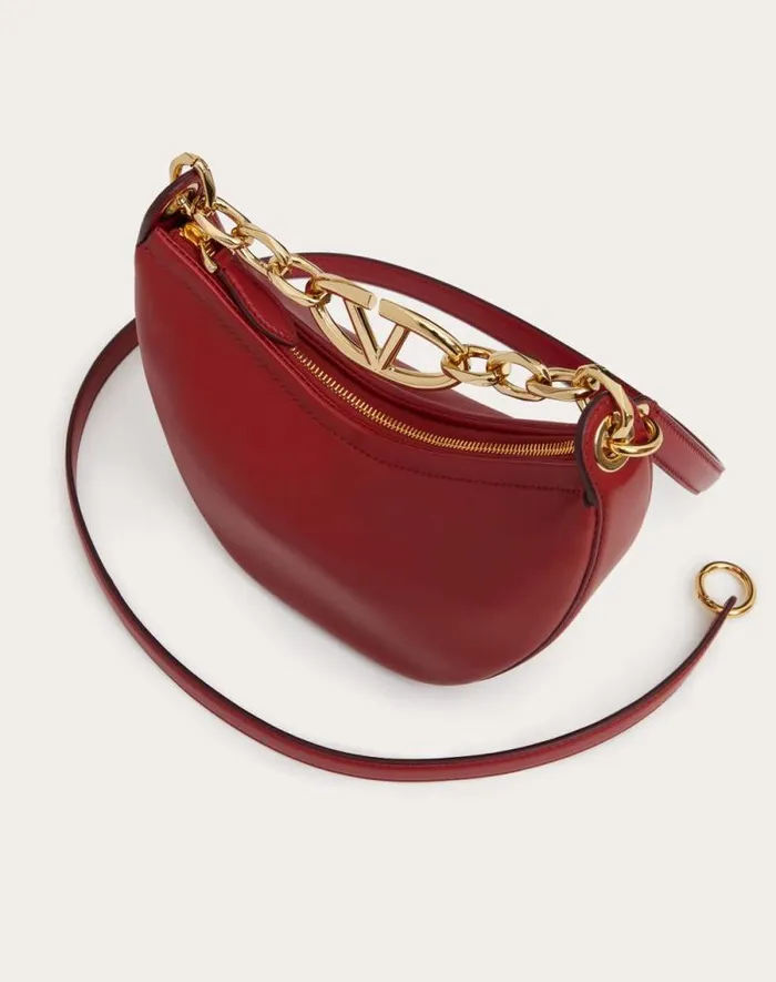 Valentino Shoulder Bags Woman Vlogo Moon Mini Hobo Bag In Nappa Leather With Chain For Woman In Ivory Ivory