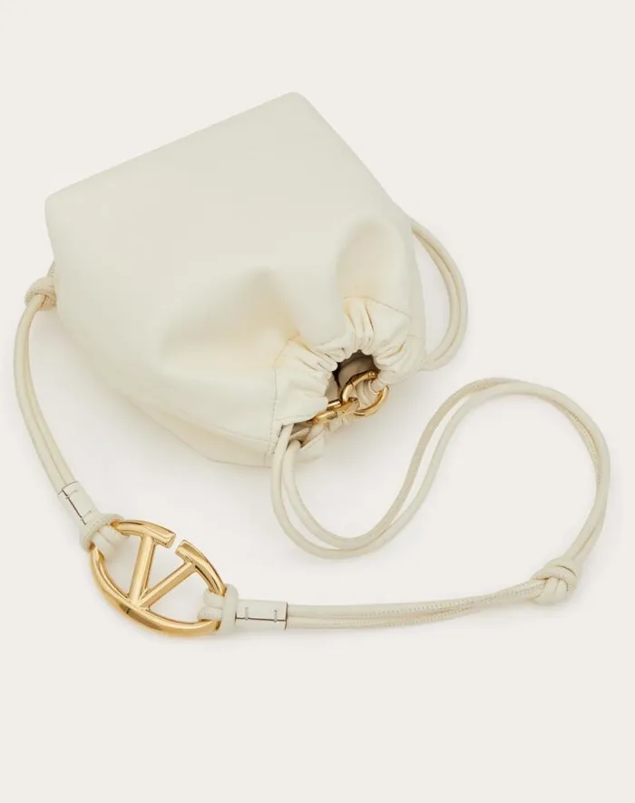 Valentino Shoulder Bags Woman Vlogo Pouf Nappa Leather Mini Bucket Bag For Woman In Ivory Ivory Valentino Shoulder Bags Woman Vlogo Pouf Nappa Leather Mini Bucket Bag For Woman In Ivory Ivory