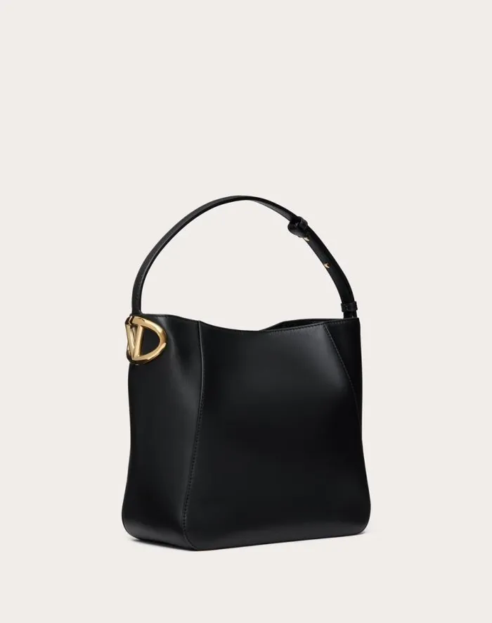 Valentino Shoulder Bags Woman Vlogo Side Bucket Bag In Nappa Calfskin For Woman In Black Black Valentino Shoulder Bags Woman Vlogo Side Bucket Bag In Nappa Calfskin For Woman In Black Black