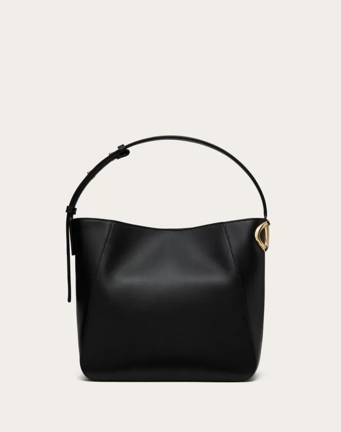 Valentino Shoulder Bags Woman Vlogo Side Bucket Bag In Nappa Calfskin For Woman In Black Black Valentino Shoulder Bags Woman Vlogo Side Bucket Bag In Nappa Calfskin For Woman In Black Black