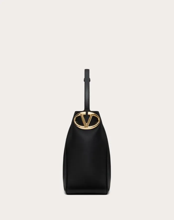 Valentino Shoulder Bags Woman Vlogo Side Bucket Bag In Nappa Calfskin For Woman In Black Black Valentino Shoulder Bags Woman Vlogo Side Bucket Bag In Nappa Calfskin For Woman In Black Black