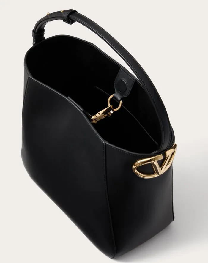 Valentino Shoulder Bags Woman Vlogo Side Bucket Bag In Nappa Calfskin For Woman In Black Black Valentino Shoulder Bags Woman Vlogo Side Bucket Bag In Nappa Calfskin For Woman In Black Black