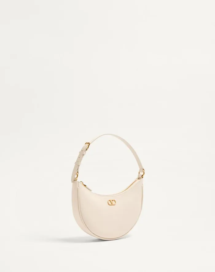 Valentino Shoulder Bags Woman Vlogo Signature Mini Hobo Bag In Grainy Calfskin For Woman In Black Black