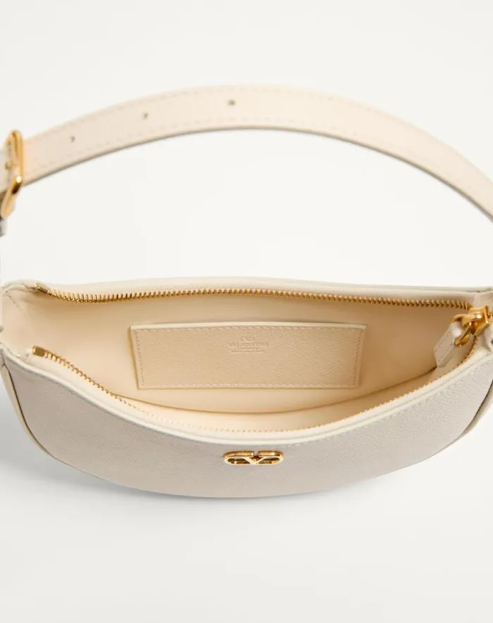 Valentino Shoulder Bags Woman Vlogo Signature Mini Hobo Bag In Grainy Calfskin For Woman In Black Black