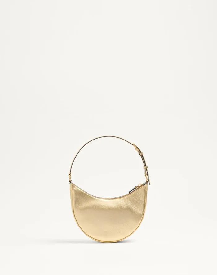 Valentino Shoulder Bags Woman Vlogo Signature Mini Hobo Bag In Laminated Grainy Calfskin For Woman In Antique Brass Antique Brass Valentino Shoulder Bags Woman Vlogo Signature Mini Hobo Bag In Laminated Grainy Calfskin For Woman In Antique Brass Antique Brass