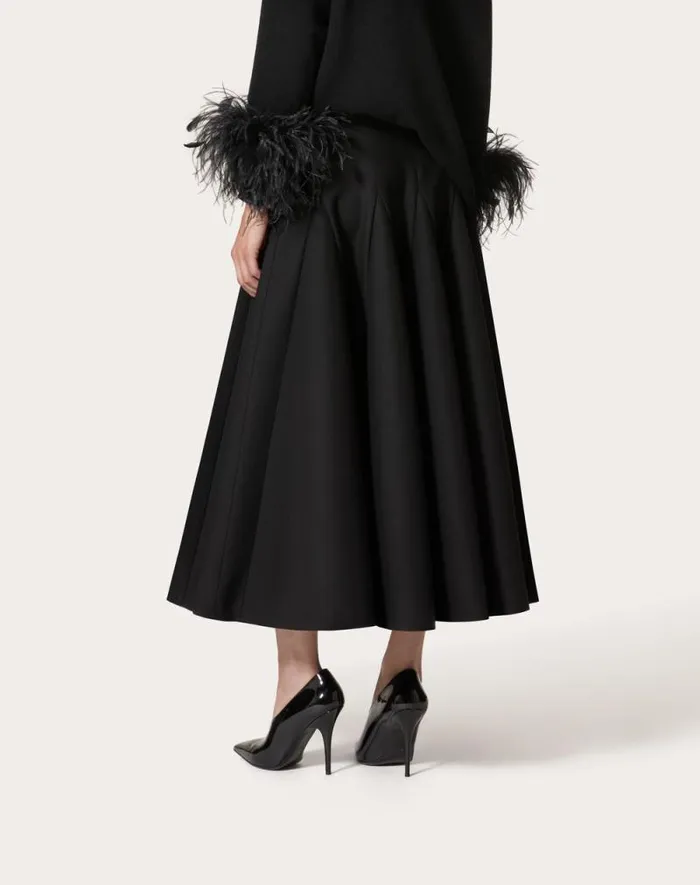 Valentino Skirts Woman Crepe Couture Midi Skirt For Woman In Black Black Valentino Skirts Woman Crepe Couture Midi Skirt For Woman In Black Black