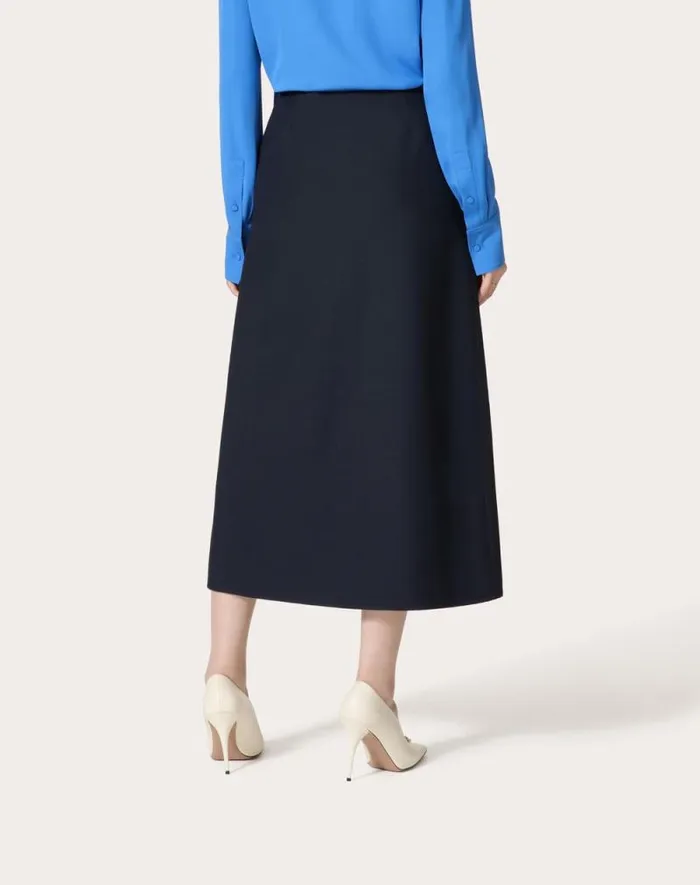 Valentino Skirts Woman Crepe Couture Midi Skirt For Woman In Navy Navy