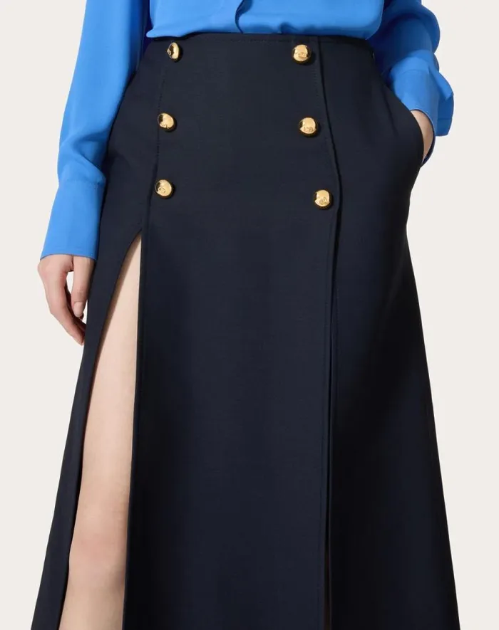 Valentino Skirts Woman Crepe Couture Midi Skirt For Woman In Navy Navy