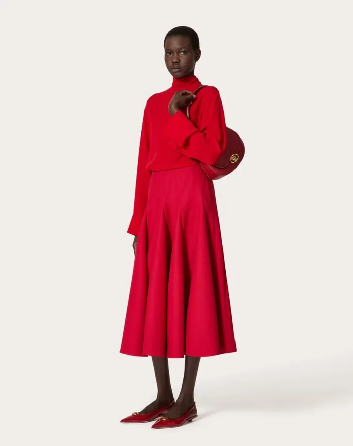 Valentino Skirts Woman Crepe Couture Midi Skirt For Woman In Red Red Valentino Skirts Woman Crepe Couture Midi Skirt For Woman In Red Red