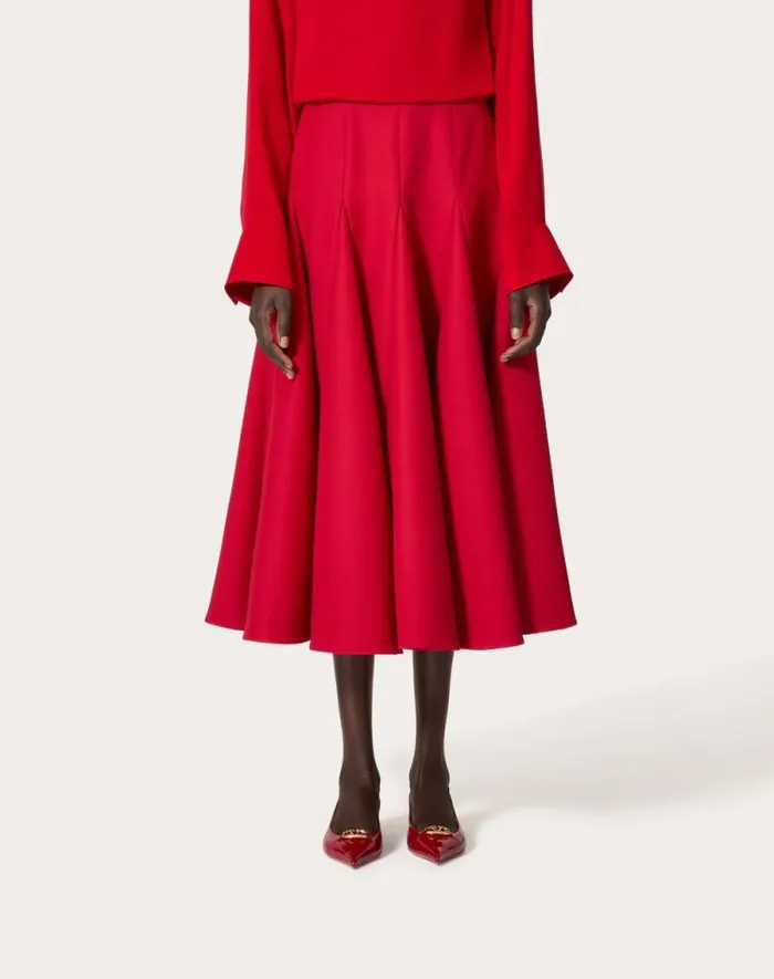 Valentino Skirts Woman Crepe Couture Midi Skirt For Woman In Red Red Valentino Skirts Woman Crepe Couture Midi Skirt For Woman In Red Red