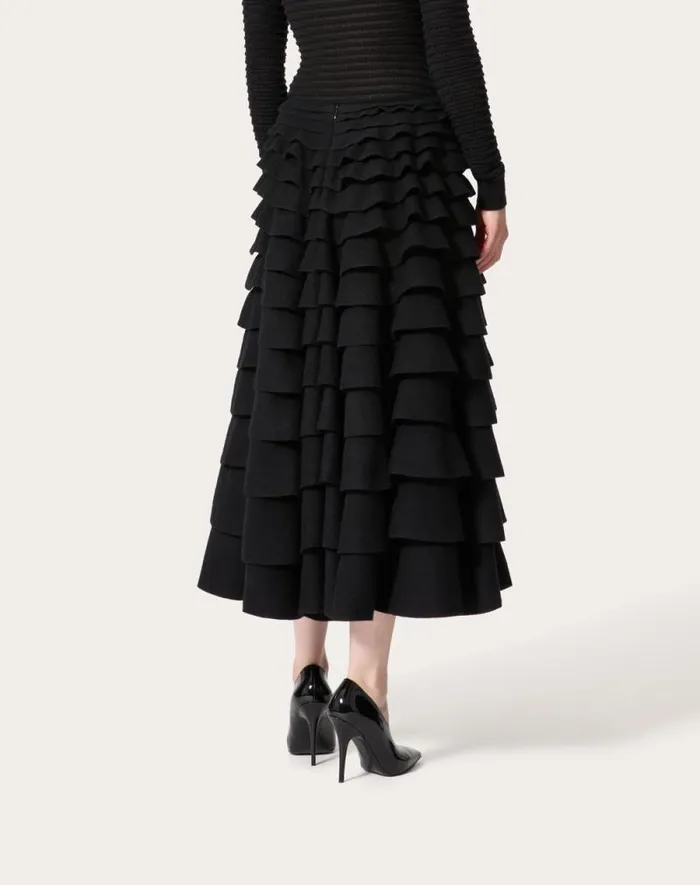 Valentino Skirts Woman Knit Midi Skirt For Woman In Black Black Valentino Skirts Woman Knit Midi Skirt For Woman In Black Black