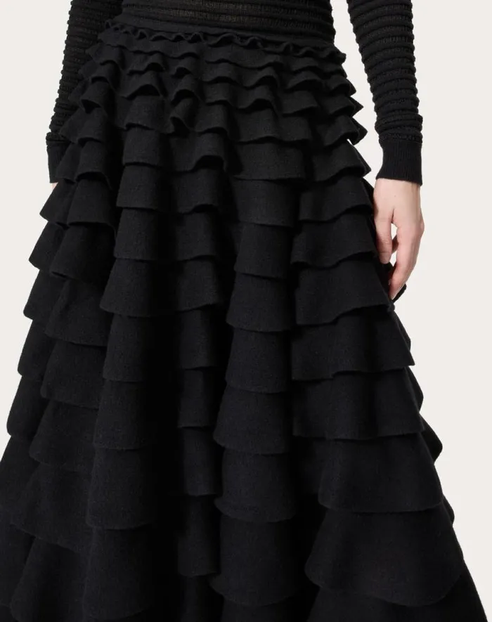Valentino Skirts Woman Knit Midi Skirt For Woman In Black Black Valentino Skirts Woman Knit Midi Skirt For Woman In Black Black