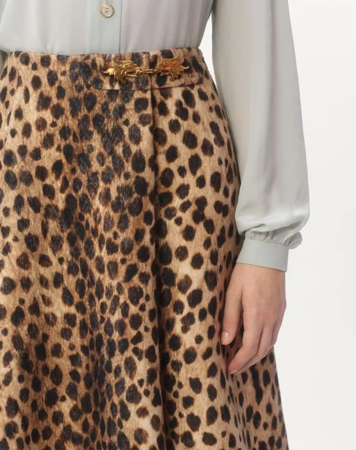 Valentino Skirts Woman Wool Cloth Skirt In Jaguar Spots Print For Woman In Animal Print Animal Print