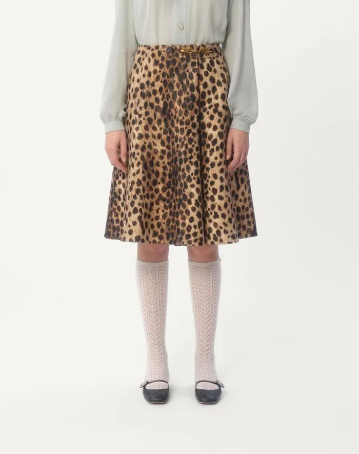 Valentino Skirts Woman Wool Cloth Skirt In Jaguar Spots Print For Woman In Animal Print Animal Print