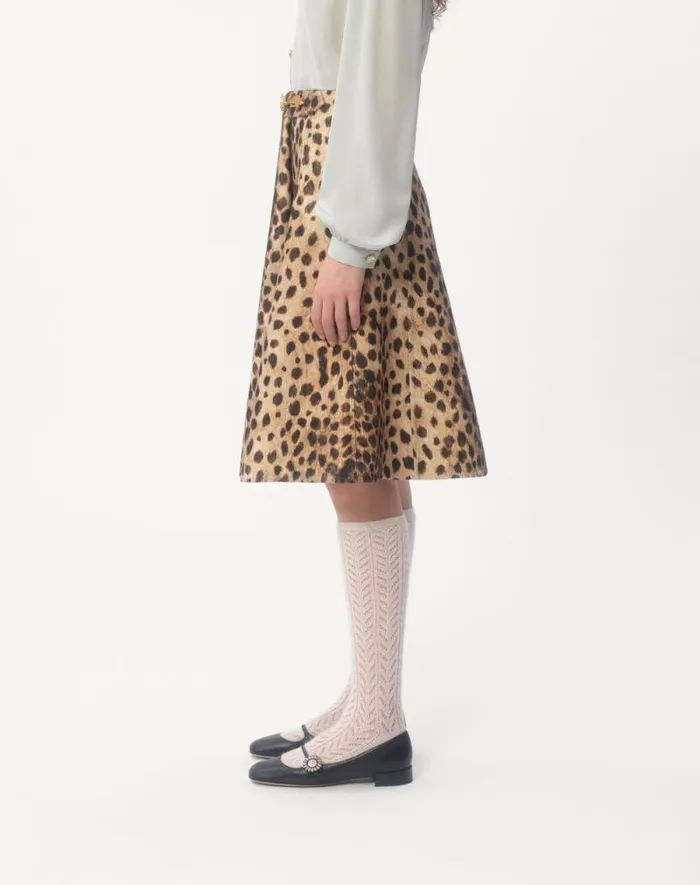 Valentino Skirts Woman Wool Cloth Skirt In Jaguar Spots Print For Woman In Animal Print Animal Print