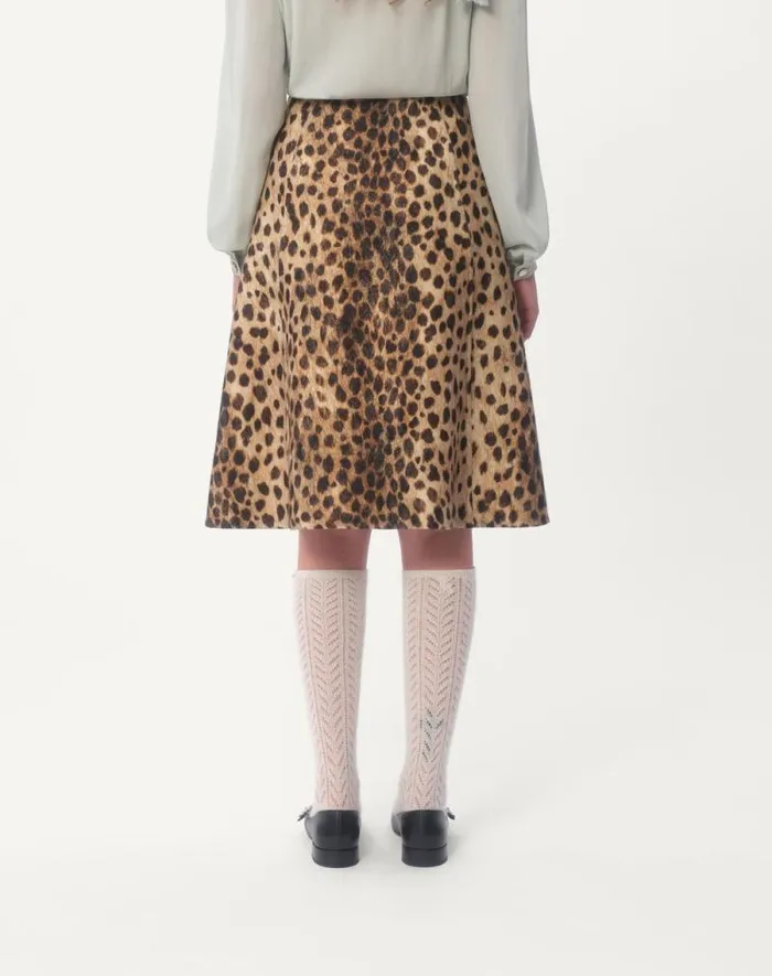 Valentino Skirts Woman Wool Cloth Skirt In Jaguar Spots Print For Woman In Animal Print Animal Print