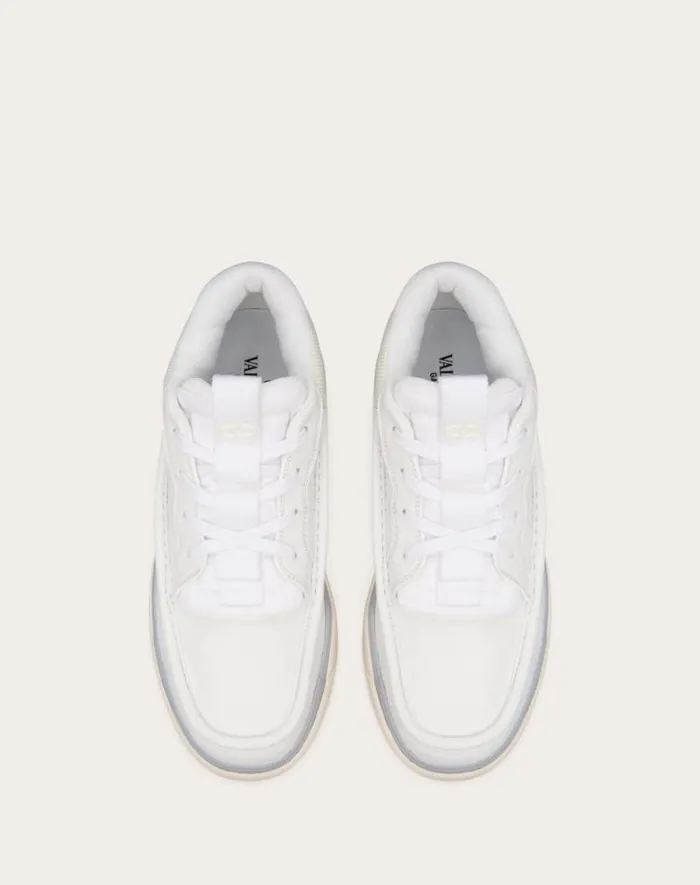 Valentino Sneakers Man Calfskin Leather Midtop Runboot Sneaker For Man In White White Valentino Sneakers Man Calfskin Leather Midtop Runboot Sneaker For Man In White White