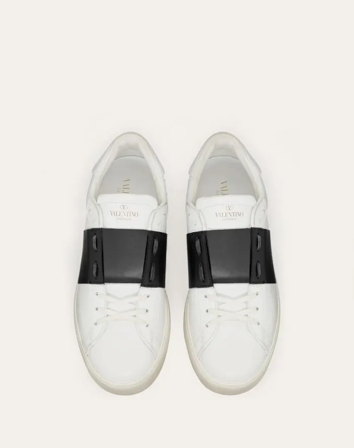 Valentino Sneakers Man Calfskin Open Sneaker For Man In White Black White Black Valentino Sneakers Man Calfskin Open Sneaker For Man In White Black White Black