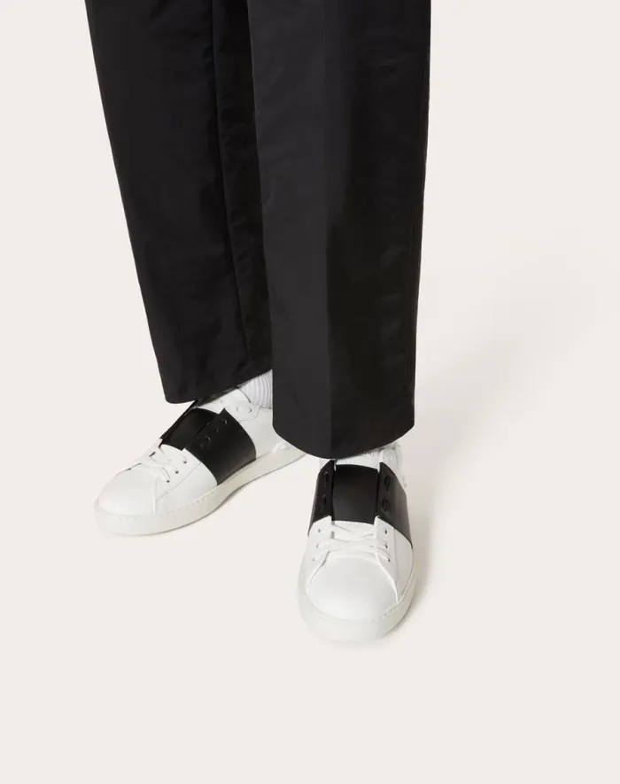 Valentino Sneakers Man Calfskin Open Sneaker For Man In White Black White Black Valentino Sneakers Man Calfskin Open Sneaker For Man In White Black White Black