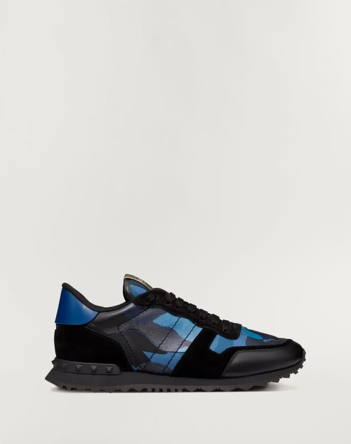 Valentino Sneakers Man Camouflage Rockrunner Sneaker For Man In Military Greenbrushwoodblackgreen Military Greenbrushwoodblackgreen