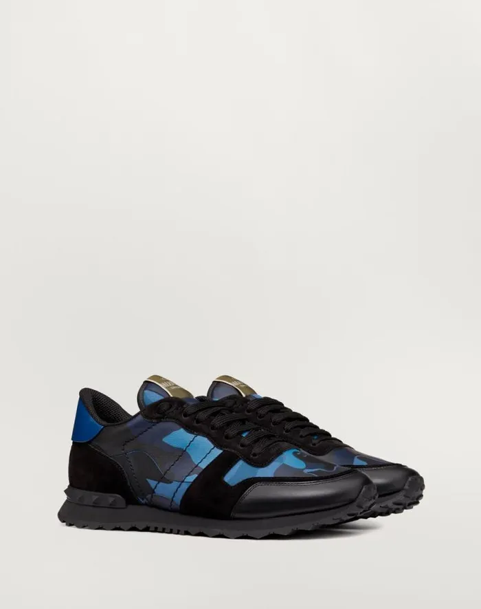 Valentino Sneakers Man Camouflage Rockrunner Sneaker For Man In Military Greenbrushwoodblackgreen Military Greenbrushwoodblackgreen