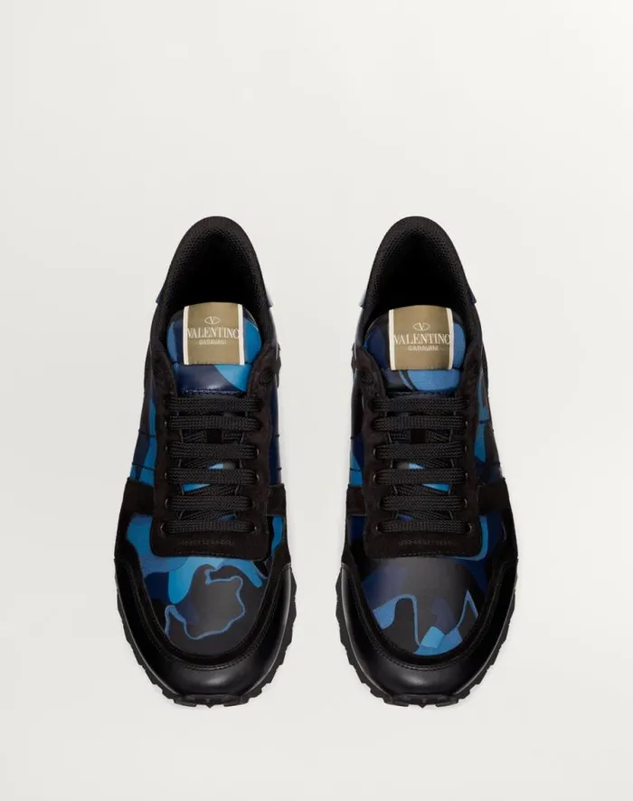 Valentino Sneakers Man Camouflage Rockrunner Sneaker For Man In Military Greenbrushwoodblackgreen Military Greenbrushwoodblackgreen