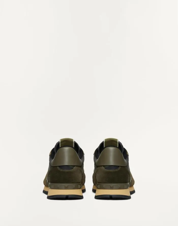 Valentino Sneakers Man Camouflage Rockrunner Sneaker For Man In Military Greenbrushwoodblackgreen Military Greenbrushwoodblackgreen