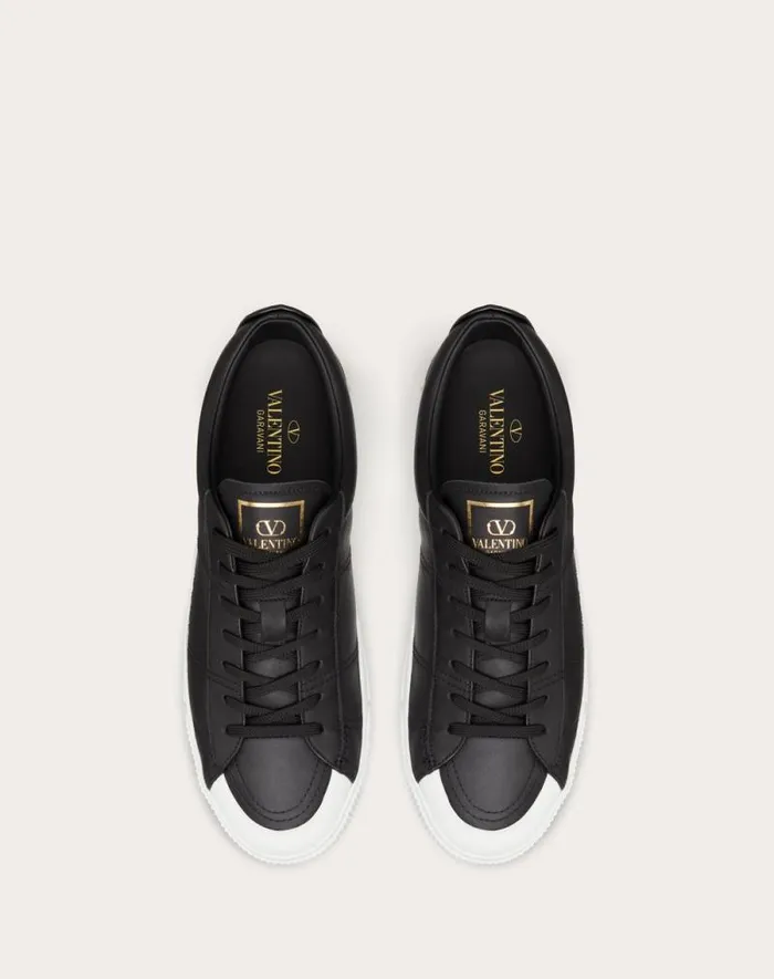 Valentino Sneakers Man Cityplanet Calfskin Sneaker For Man In Black Black