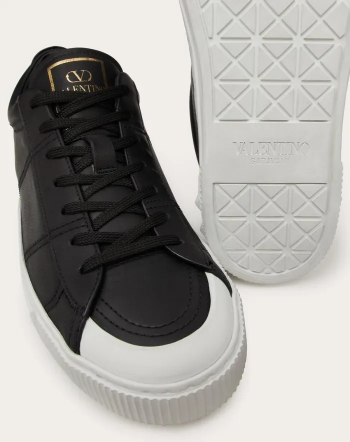 Valentino Sneakers Man Cityplanet Calfskin Sneaker For Man In Black Black