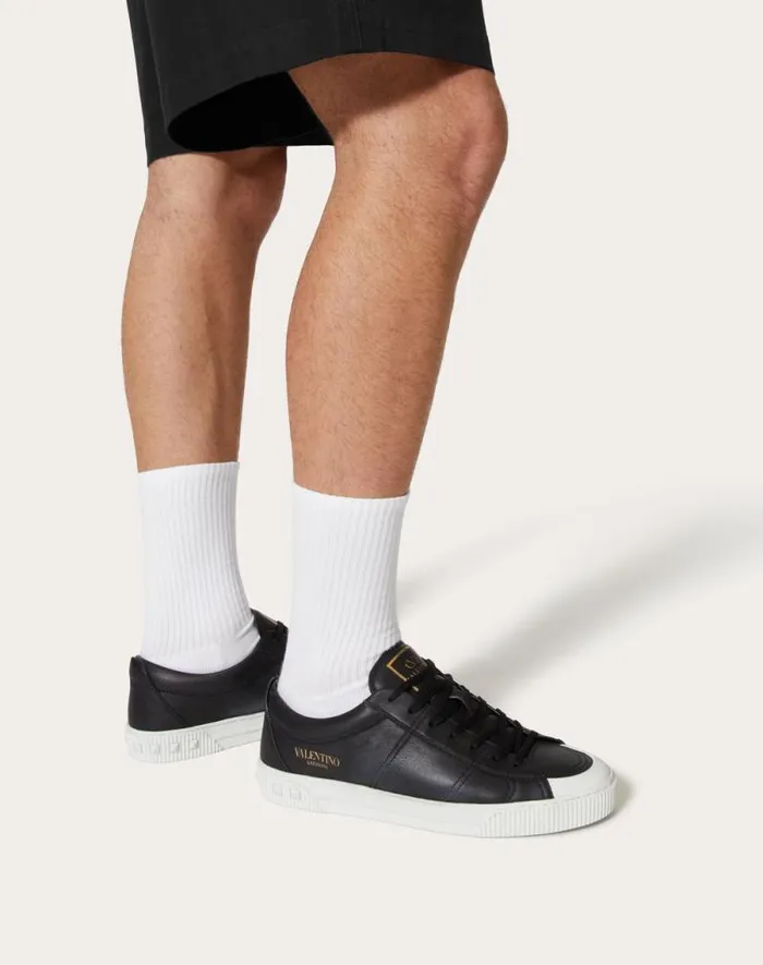 Valentino Sneakers Man Cityplanet Calfskin Sneaker For Man In Black Black