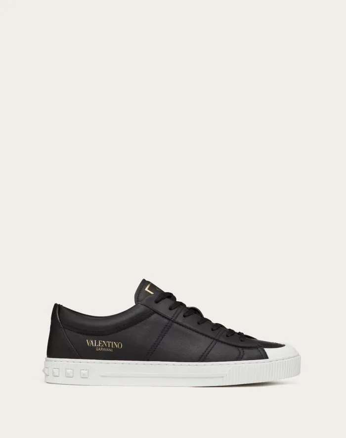Valentino Sneakers Man Cityplanet Calfskin Sneaker For Man In Black Black