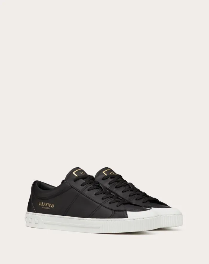Valentino Sneakers Man Cityplanet Calfskin Sneaker For Man In Black Black