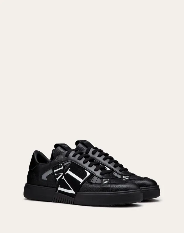 Valentino Sneakers Man Lowtop Calfskin Vl7n Sneaker With Bands For Man In White Black White Black Valentino Sneakers Man Lowtop Calfskin Vl7n Sneaker With Bands For Man In White Black White Black