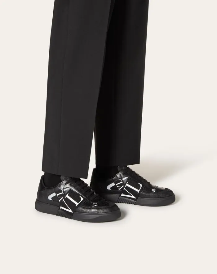 Valentino Sneakers Man Lowtop Calfskin Vl7n Sneaker With Bands For Man In White Black White Black Valentino Sneakers Man Lowtop Calfskin Vl7n Sneaker With Bands For Man In White Black White Black