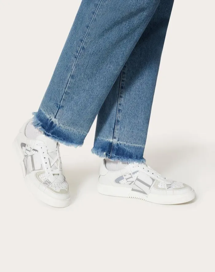 Valentino Sneakers Man Lowtop Calfskin Vl7n Sneaker With Bands For Man In White Black White Black Valentino Sneakers Man Lowtop Calfskin Vl7n Sneaker With Bands For Man In White Black White Black