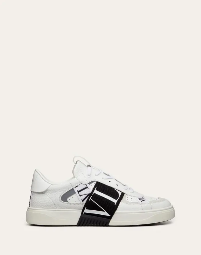 Valentino Sneakers Man Lowtop Calfskin Vl7n Sneaker With Bands For Man In White Black White Black Valentino Sneakers Man Lowtop Calfskin Vl7n Sneaker With Bands For Man In White Black White Black