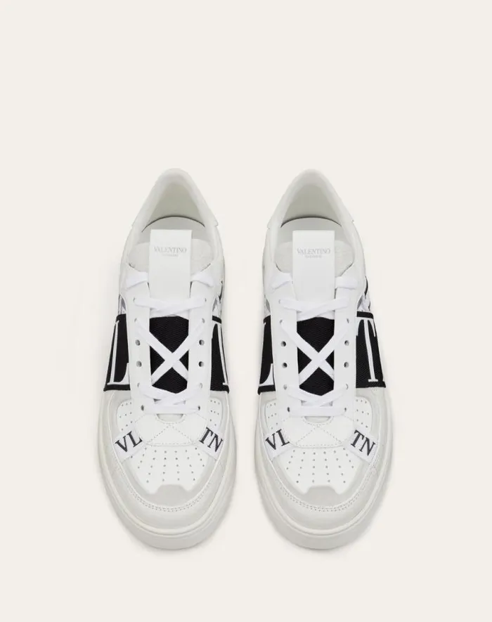 Valentino Sneakers Man Lowtop Calfskin Vl7n Sneaker With Bands For Man In White Black White Black Valentino Sneakers Man Lowtop Calfskin Vl7n Sneaker With Bands For Man In White Black White Black