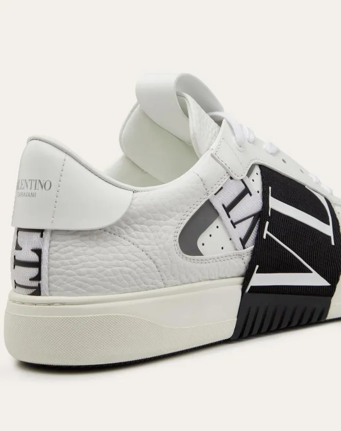 Valentino Sneakers Man Lowtop Calfskin Vl7n Sneaker With Bands For Man In White Black White Black Valentino Sneakers Man Lowtop Calfskin Vl7n Sneaker With Bands For Man In White Black White Black