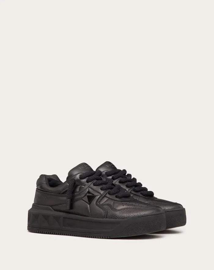 Valentino Sneakers Man One Stud Xl Nappa Leather Lowtop Sneaker For Man In Black Black Valentino Sneakers Man One Stud Xl Nappa Leather Lowtop Sneaker For Man In Black Black