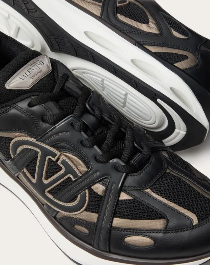 Valentino Sneakers Man Vlogo Easyjog Lowtop Sneaker In Calfskin And Fabric For Man In New Chinosblack New Chinosblack Valentino Sneakers Man Vlogo Easyjog Lowtop Sneaker In Calfskin And Fabric For Man In New Chinosblack New Chinosblack