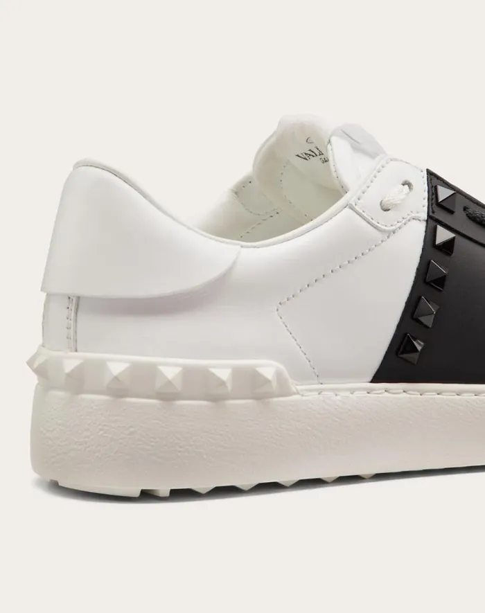 Valentino Sneakers Woman Rockstud Untitled Sneaker In Calfskin Leather With Tonal Studs For Woman In White Black White Black Valentino Sneakers Woman Rockstud Untitled Sneaker In Calfskin Leather With Tonal Studs For Woman In White Black White Black