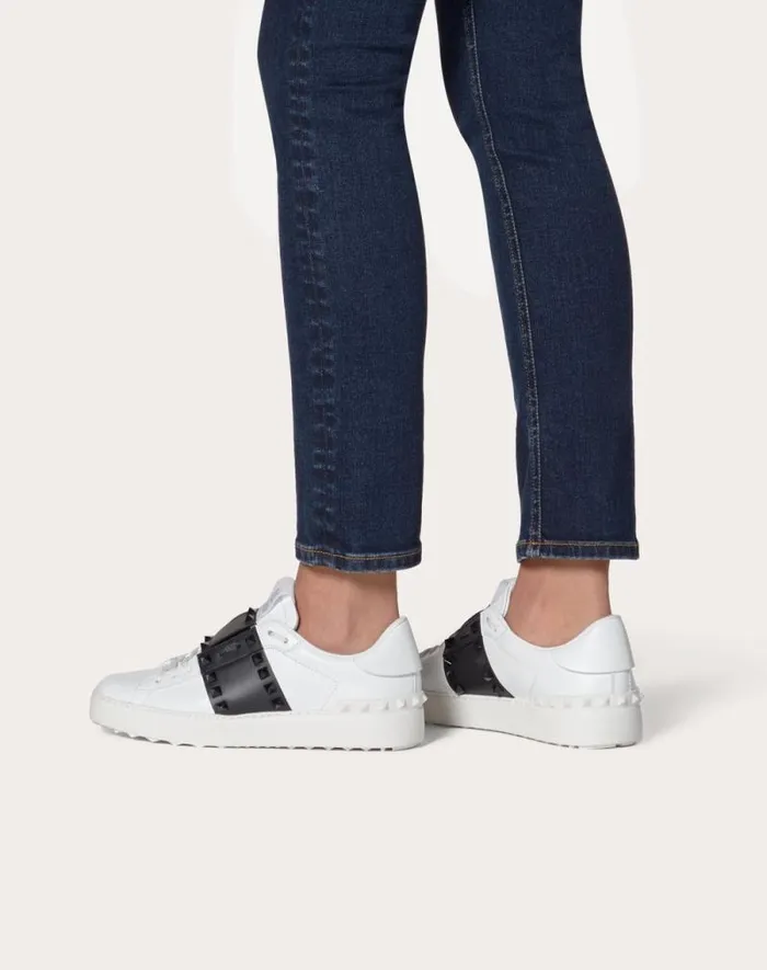 Valentino Sneakers Woman Rockstud Untitled Sneaker In Calfskin Leather With Tonal Studs For Woman In White Black White Black Valentino Sneakers Woman Rockstud Untitled Sneaker In Calfskin Leather With Tonal Studs For Woman In White Black White Black