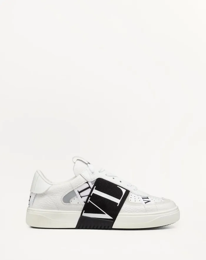 Valentino Sneakers Woman Vl7n Sneaker In Banded Calfskin Leather For Woman In Whiteiceblack Whiteiceblack