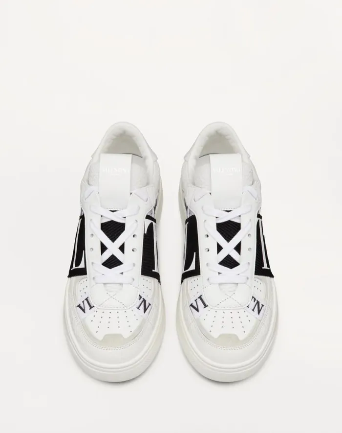 Valentino Sneakers Woman Vl7n Sneaker In Banded Calfskin Leather For Woman In Whiteiceblack Whiteiceblack