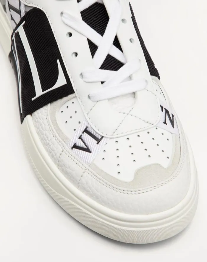 Valentino Sneakers Woman Vl7n Sneaker In Banded Calfskin Leather For Woman In Whiteiceblack Whiteiceblack