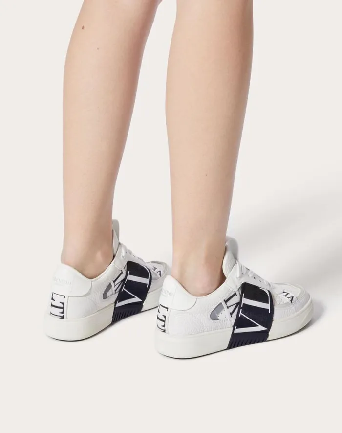 Valentino Sneakers Woman Vl7n Sneaker In Banded Calfskin Leather For Woman In Whiteiceblack Whiteiceblack