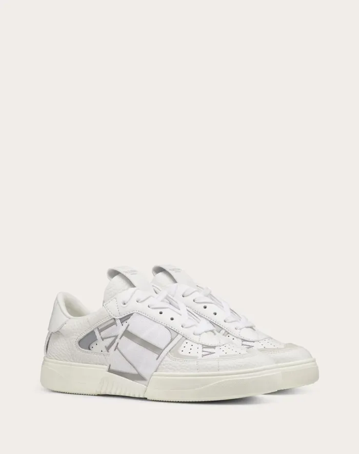 Valentino Sneakers Woman Vl7n Sneaker In Banded Calfskin Leather For Woman In Whiteiceblack Whiteiceblack