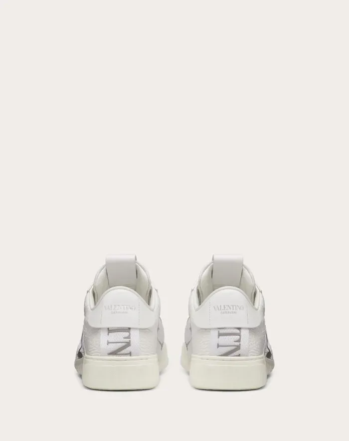 Valentino Sneakers Woman Vl7n Sneaker In Banded Calfskin Leather For Woman In Whiteiceblack Whiteiceblack